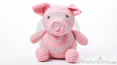 Large Pink Knit Pig Toy With Open Mouth - Whistlerian Style Stock Photo