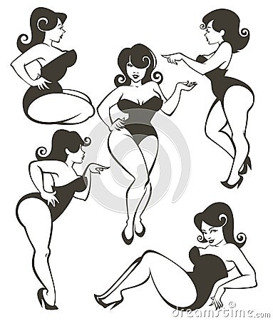 Large pinup collection Vector Illustration