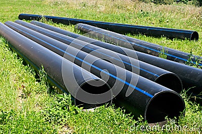 Large plastic pipes Stock Photo