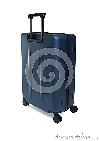 Large polycarbonate suitcase isolated on white background. Stock Photo