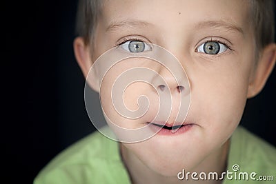 A large portrait of a child. Beautiful boy. Stock Photo