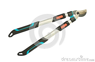 Large powerful lopper for pruning branches on trees, isolated on white background, garden tools Stock Photo