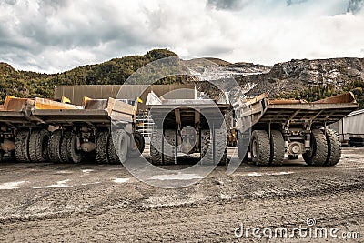 Large quarry dump trucks Stock Photo