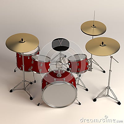 Large realistic drumset Stock Photo