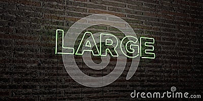 LARGE -Realistic Neon Sign on Brick Wall background - 3D rendered royalty free stock image Stock Photo