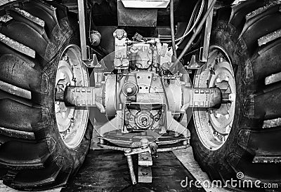 Large rear tractor tires Stock Photo