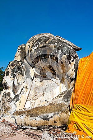 Large reclining buddha at Wat Lokayasutharam Stock Photo