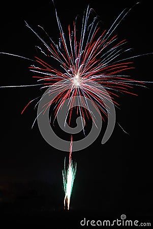 Large red and silver fireworks Stock Photo