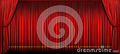 Large Red Stage Curtain Stock Photo