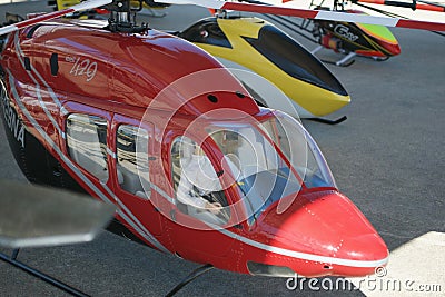 Large Remote Control Helicopters at Air Show Stock Photo