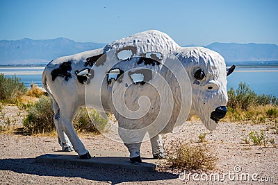 A large representation of animal monument in Antelope Island SP, Utah Editorial Stock Photo