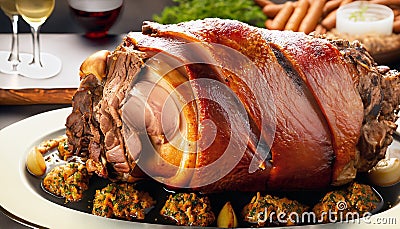 large roast pork Stock Photo