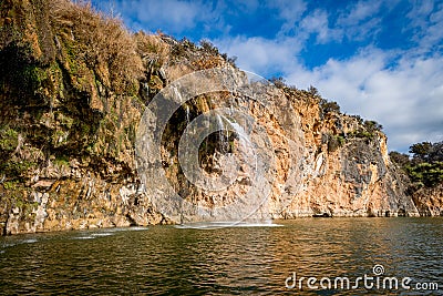 Large Cliffs and Rock Formations on Texas Lakes Stock Photo