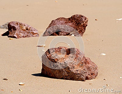 Large Rocks On Beach On Ilha De Barreta Portugal Stock Photo