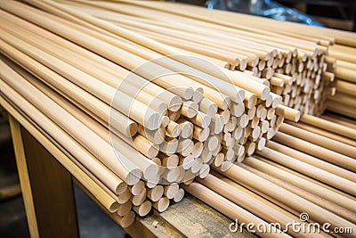 large roll of balsa wood for model kit production Stock Photo