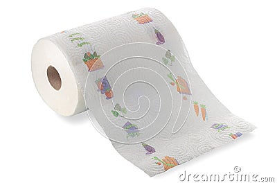 Large roll of white paper towels decorated Stock Photo