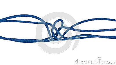 Large rope knot made from blue denim laces. 3D rendering illustration Cartoon Illustration