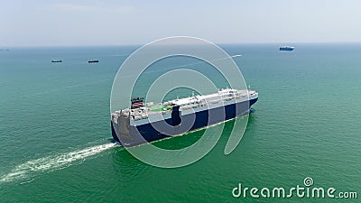 Large RoRo (Roll on off) vessel cruising the Mediterranean sea Editorial Stock Photo