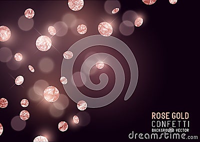 Large Rose Gold glitter Confetti Vector Illustration