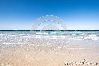 Large sandy beach in the town of Stock Photo