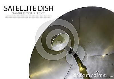 large satellite antenna with an emitter is isolated on a white Stock Photo