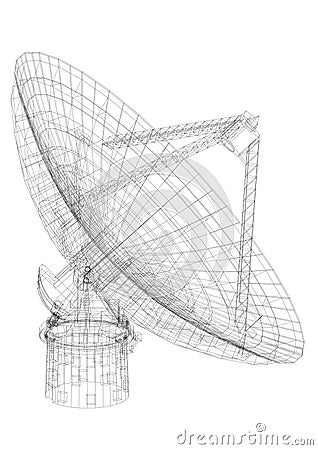 Large satellite dish Architect blueprint - isolated Stock Photo