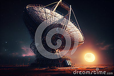 large satellite dish for telecommunications Cartoon Illustration