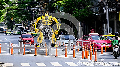 Large-scale fictional character at an intersection in Bangkok Editorial Stock Photo