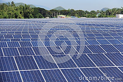 Large Scale On-ground Solar PV Power Plant Stock Photo