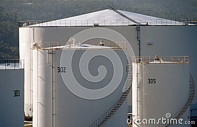 Large scale storage tanks at a fuel farm Stock Photo