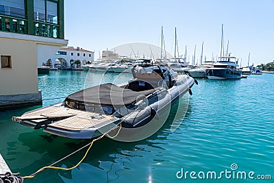 large semi rigid boat in Limansol marina, Cyprus. September 2023 Editorial Stock Photo