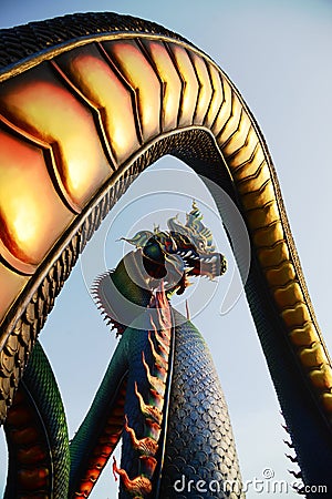 The large Serpent in Thailand. It has become a new landmark tourist attraction in Phetchabuei Province. Stock Photo