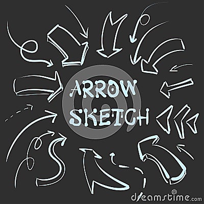 Large set of hand-drawn vintage arrows. Form style. It can be used for website design. Vector Vector Illustration