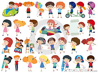 Large set of isolated objects of many kids Vector Illustration