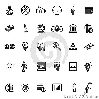 Large set of money banking and finance icons Vector Illustration