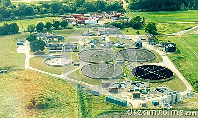 Sewage Works From Above Stock Photo