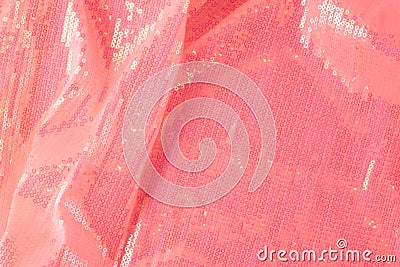 Large shiny glossy pink sequins background. Stock Photo