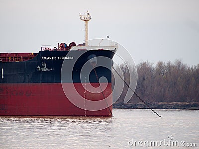Large ship anchored at the Mississippi River Editorial Stock Photo