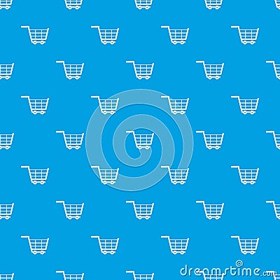 Large shopping trolley pattern seamless blue Vector Illustration
