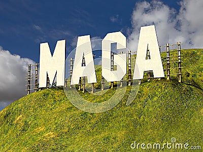 Large sign with phrase MAGA MAKE AMERICA GREAT AGAIN Stock Photo