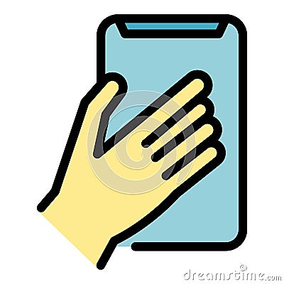 Large smartphone icon color outline vector Vector Illustration