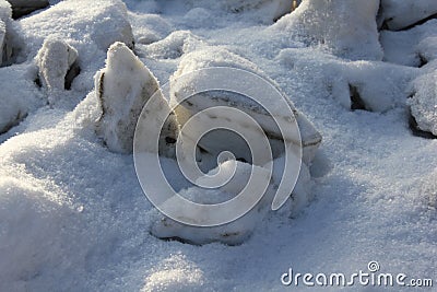 Large snow blocks on snowy background 30414 Stock Photo