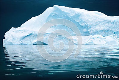 Large snow iceberg reflecting in ocean seascape. Stock Photo