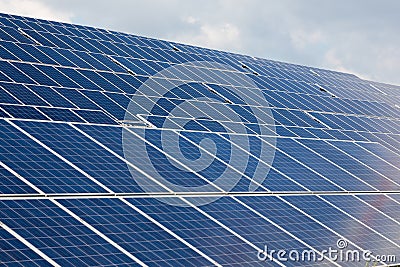 Large Solar energy array for clean electricity production Stock Photo