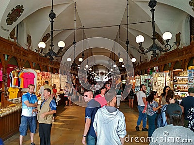 A large souvenir market in the center of the old city of Krakow. Editorial Stock Photo