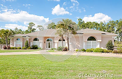 Large Spanish Style Ranch Home Stock Photo