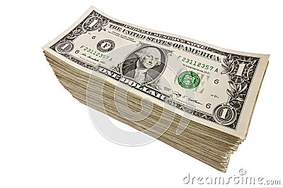 Large Stack of Dollar Bills Stock Photo