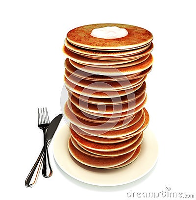 Large stack of pancakes Stock Photo