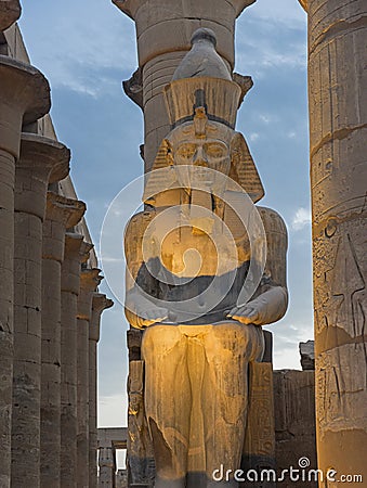 Large statue of Ramses 2nd at Luxor Temple Stock Photo