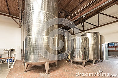 Some large steel tanks in astorage Stock Photo